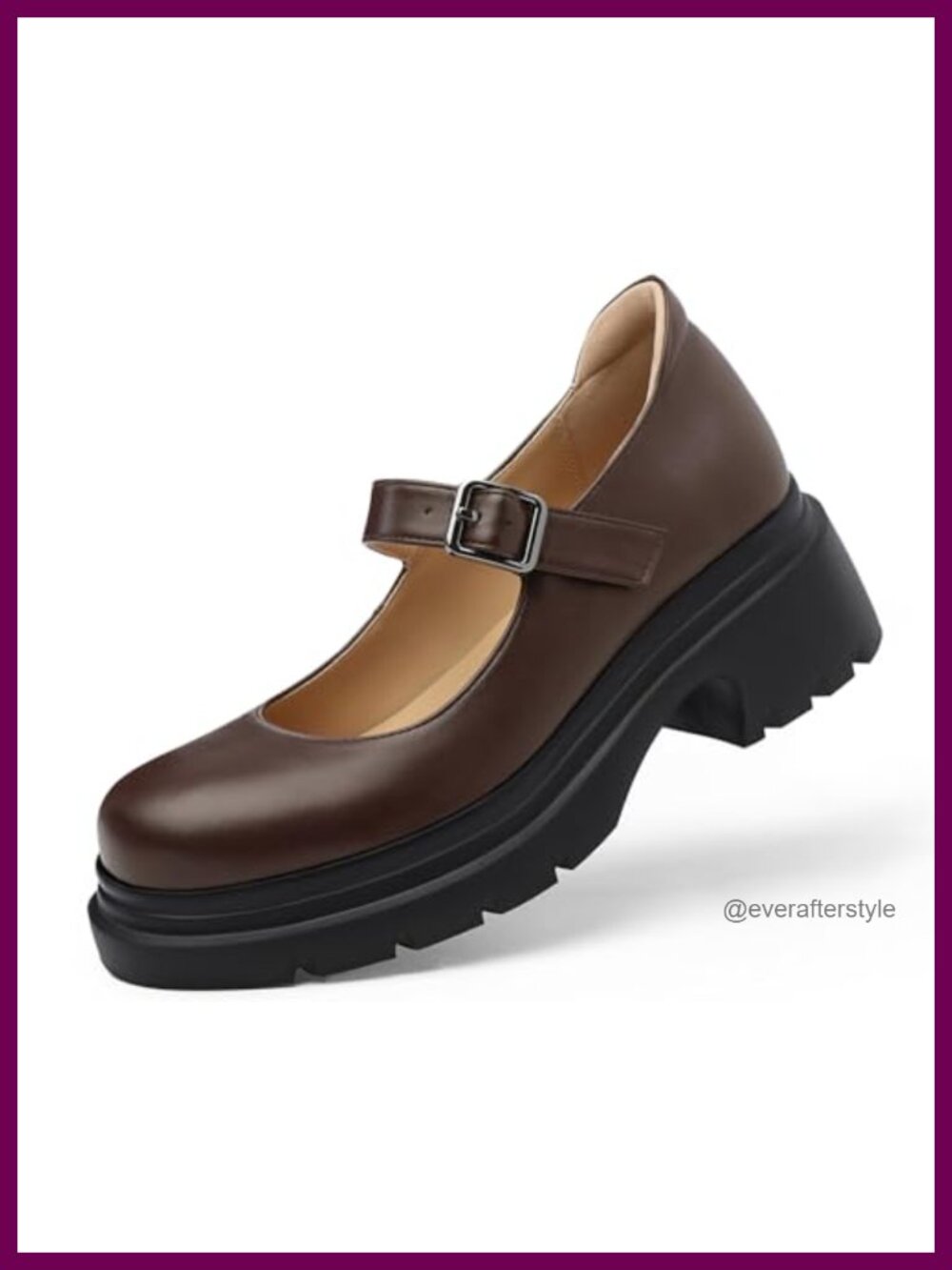 Women's Faux Leather Mary Jane Platform Heels with Adjustable Strap